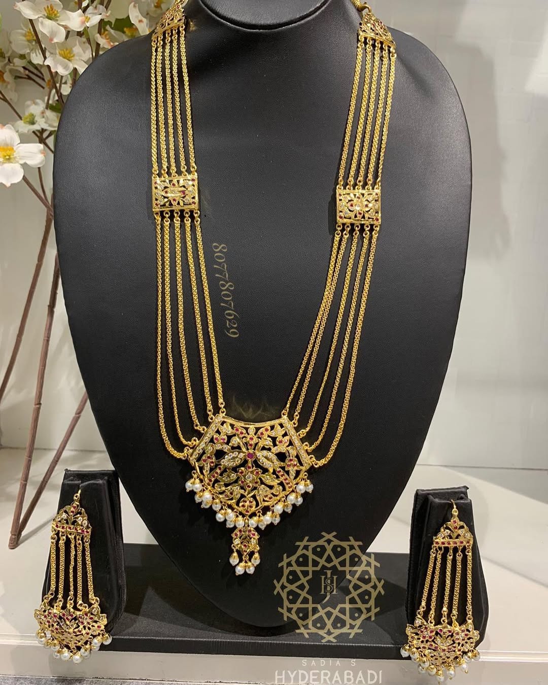 Chandan Jadau Haar with Matching Earrings