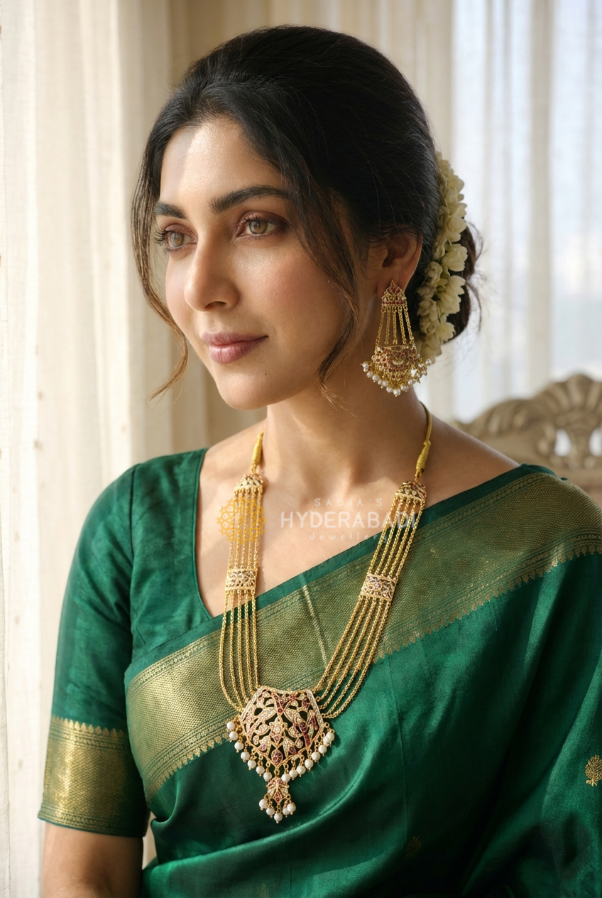 Chandan Jadau Haar with Matching Earrings
