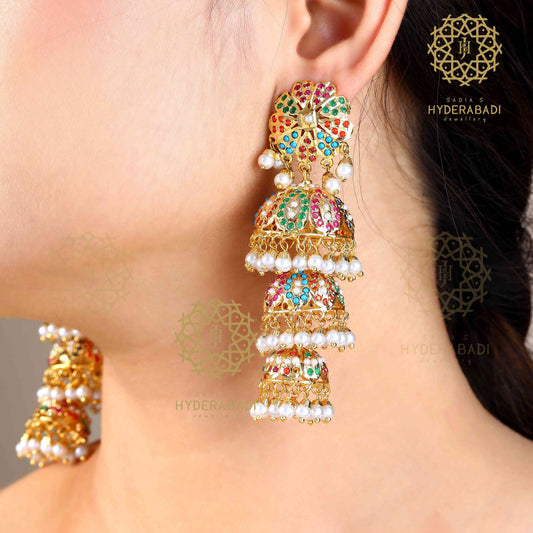 Daniya Multicolor Jadau Jhumka