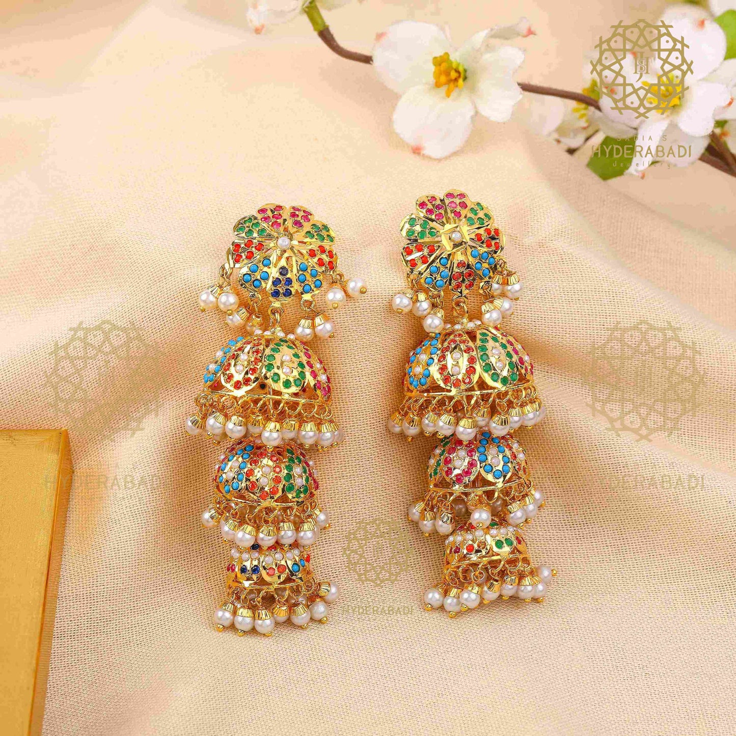 Daniya Multicolor Jadau Jhumka