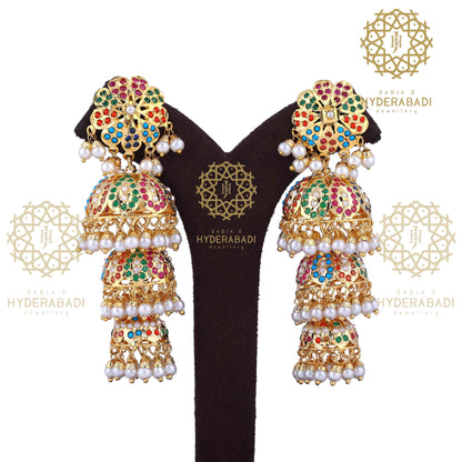 Daniya Multicolor Jadau Jhumka