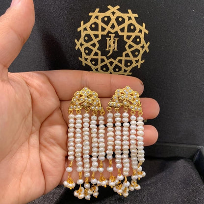 Dilnaz White Real Pearl Jhumar Earring