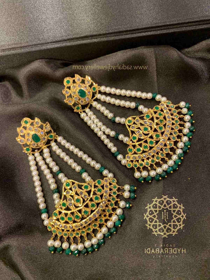 Eram Green White Jhumar Earring