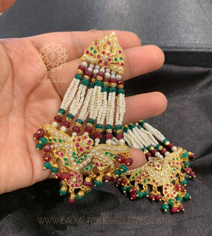 Farah Red Green Jhumar Earring