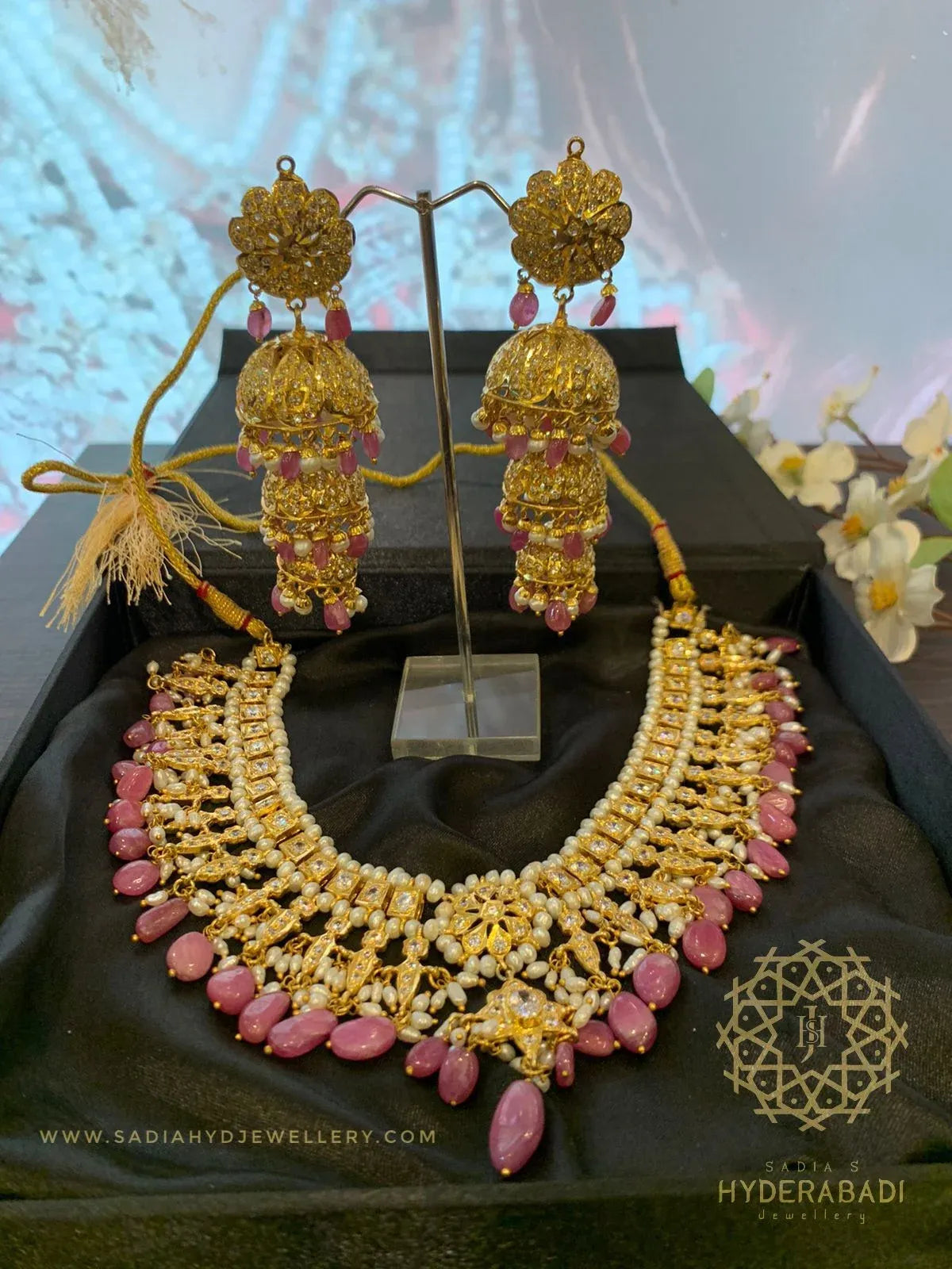 Aira Rare Shade of Real Ruby with Real Pearl Champakali