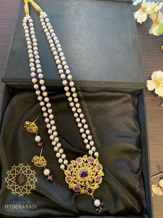 Afsa Purple Pendant Set