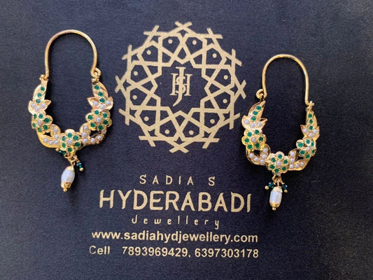 Asna Jadau Green Pair of Earrings