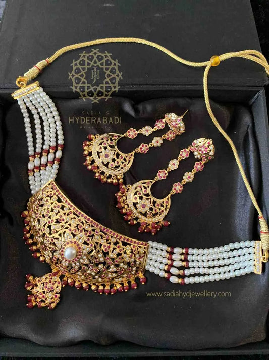 Aayat Jadau Red White Choker Set