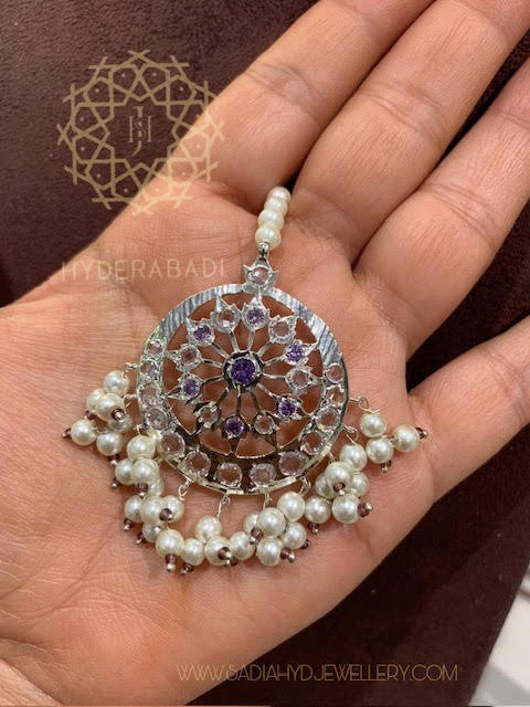 Iqra Silver Plated Purple Tika