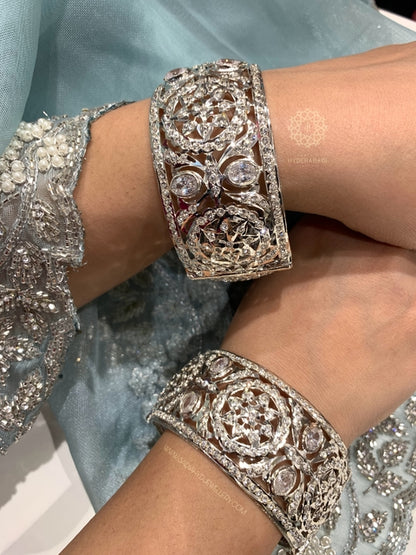 Latifa Broad Silver Plated Bangles