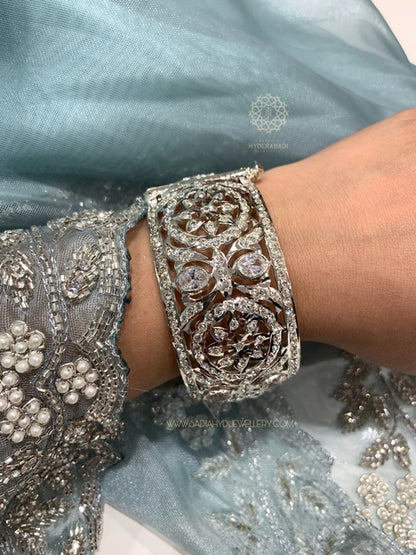 Latifa Broad Silver Plated Bangles