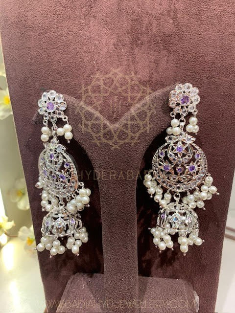 Mansha Silver Plated Purple Jhumki