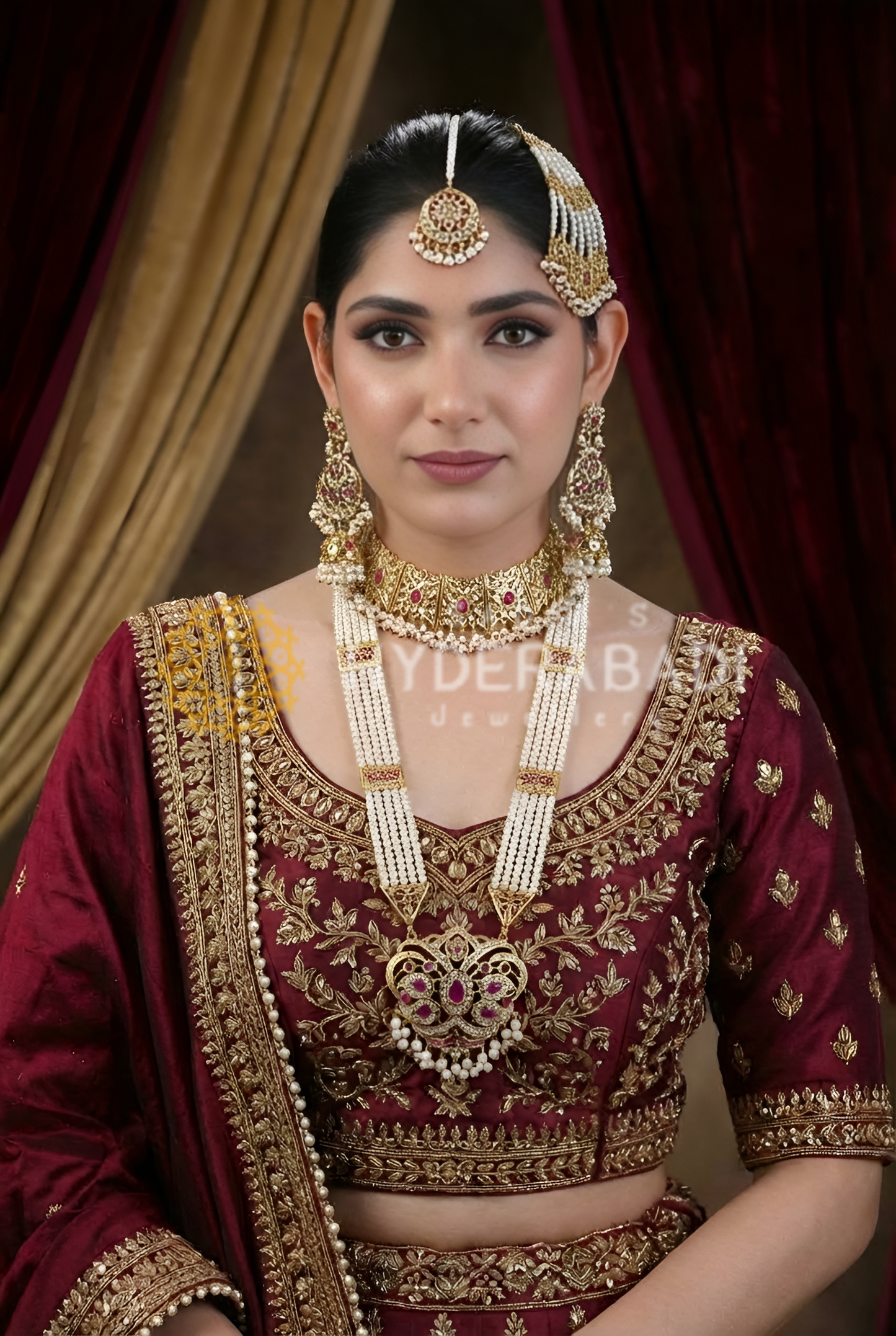 Mansha Red White Bridal Set