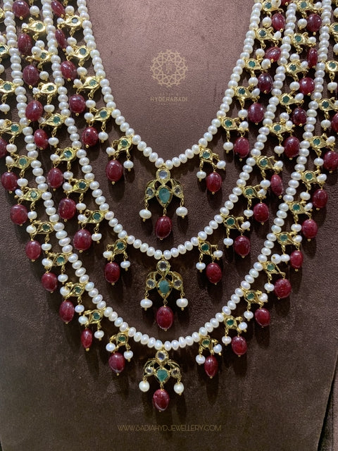 Meehal Real Emerald Real Ruby Real Pearl 3 Layer Set