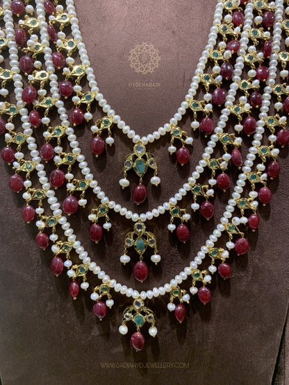 Meehal Real Emerald Real Ruby Real Pearl 3 Layer Set