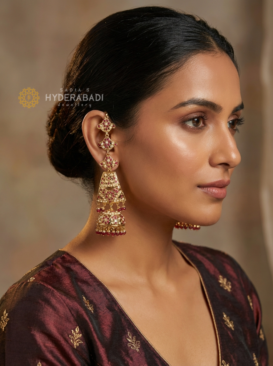 Meerab Red White Jhumki