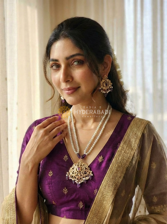 Nabila Real Amethyst Pendant Set