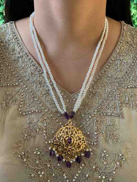 Nabila Real Amethyst Pendant Set