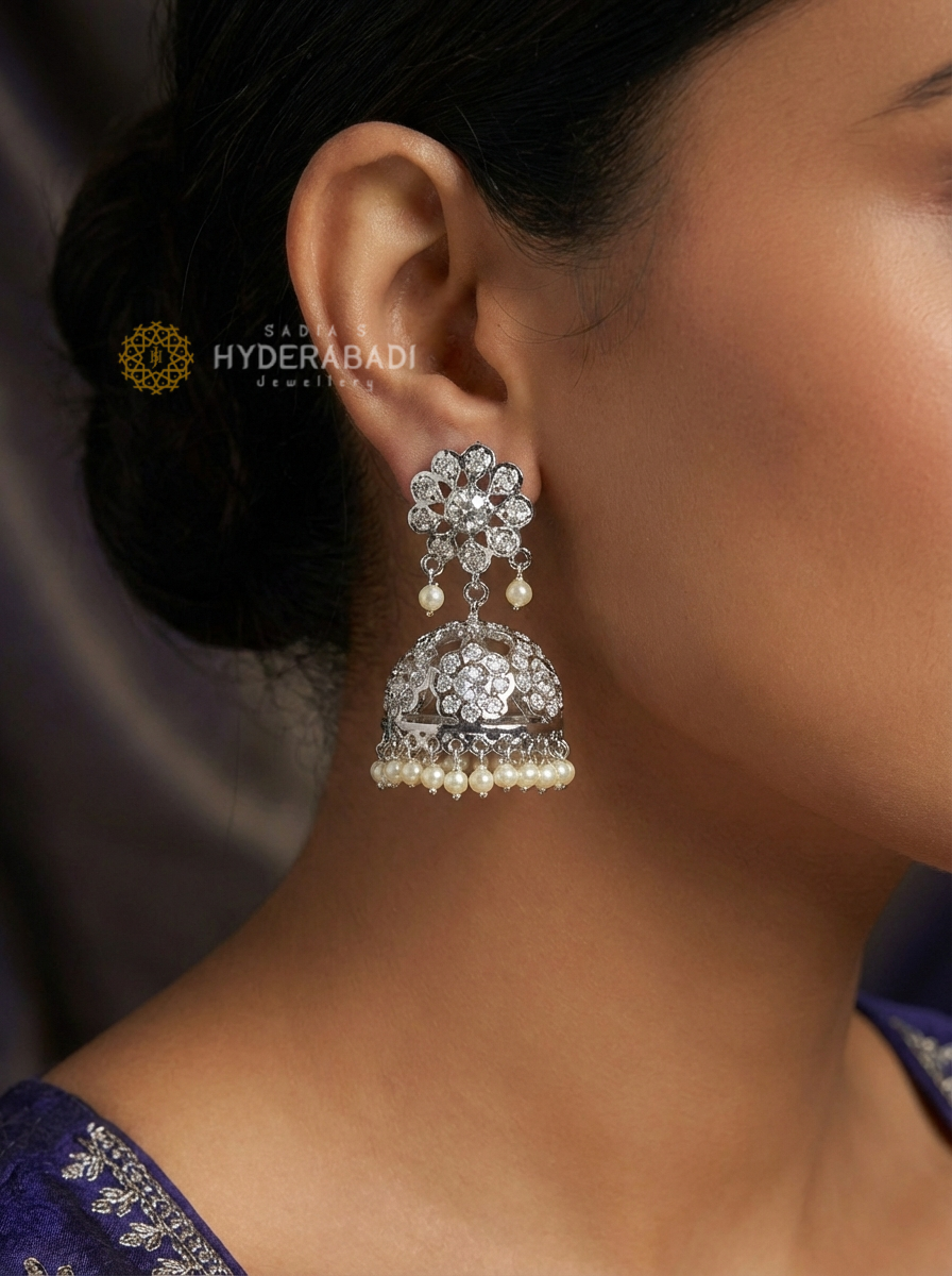 Nafsa Silver Plated Jhumki
