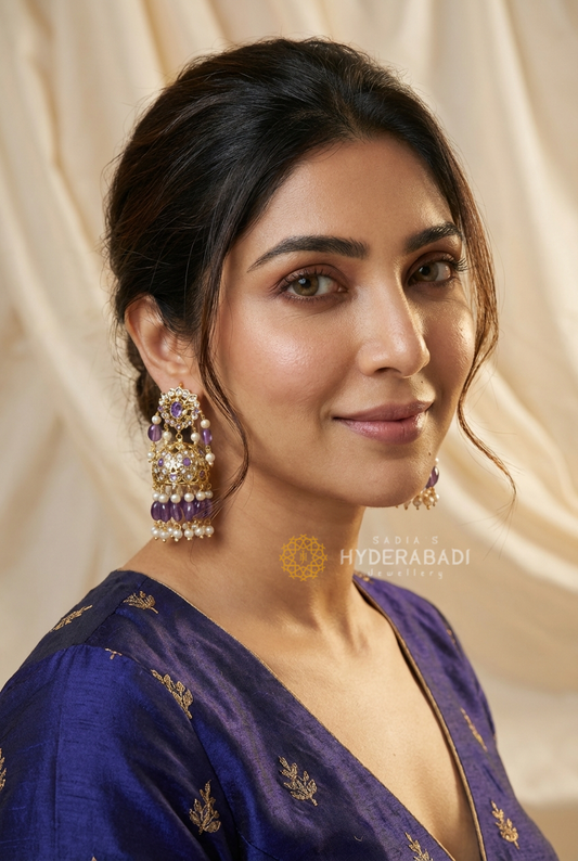Neema Real Amethyst Jhumki
