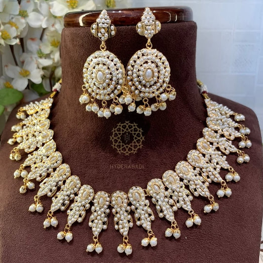 Nisha White Jadau Pearl Necklace