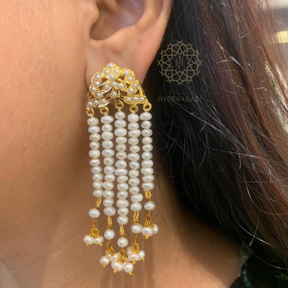 Dilnaz White Real Pearl Jhumar Earring