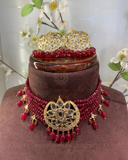Shifa Red Beads Choker – Sadiahyderabadi - Main Image
