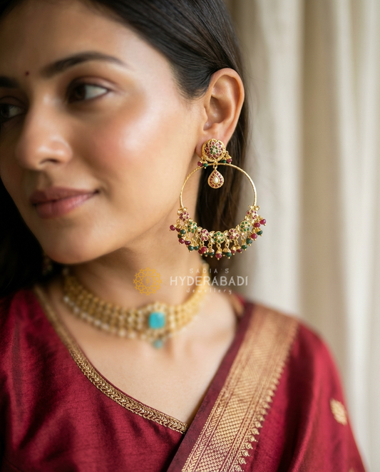 Parveen Red Green Chandbali