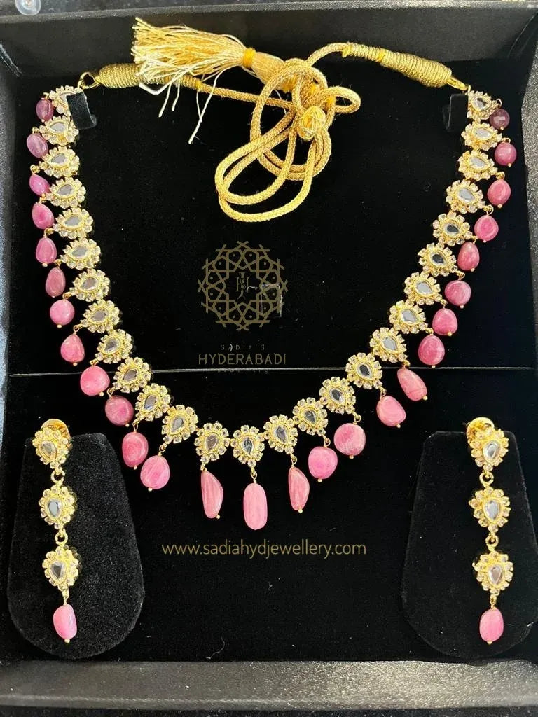 Real Ruby Aakifa Pan Barfi Necklace Set