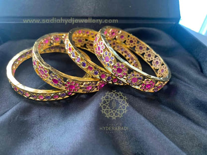 Asma Red Purple Combination Bangle Pair