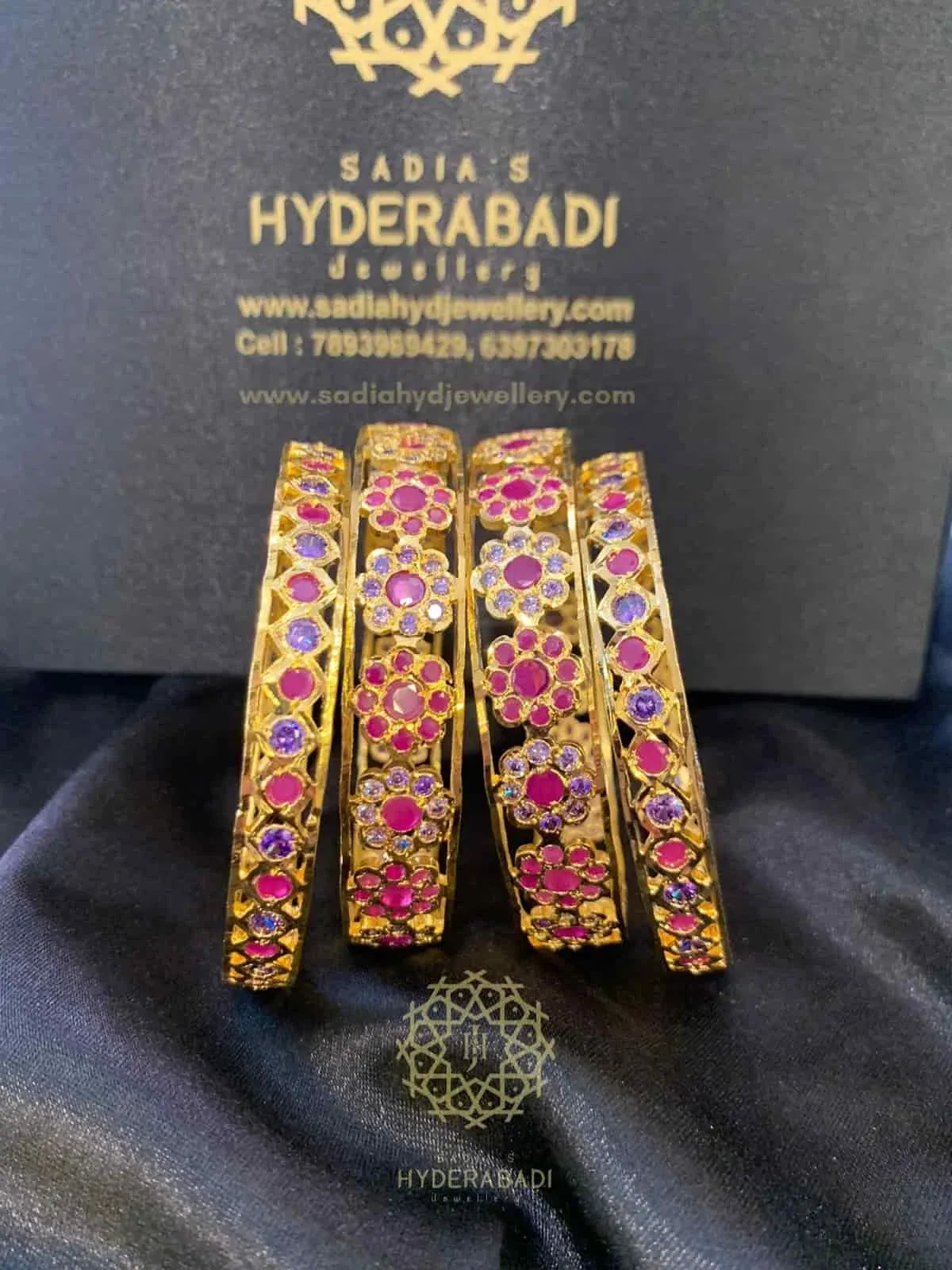 Asma Red Purple Combination Bangle Pair