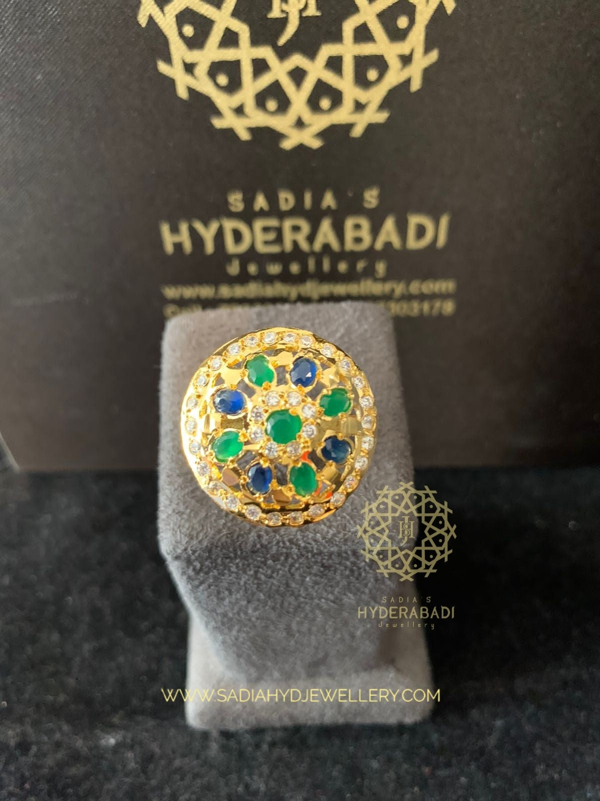 Sehar Green Blue Ring