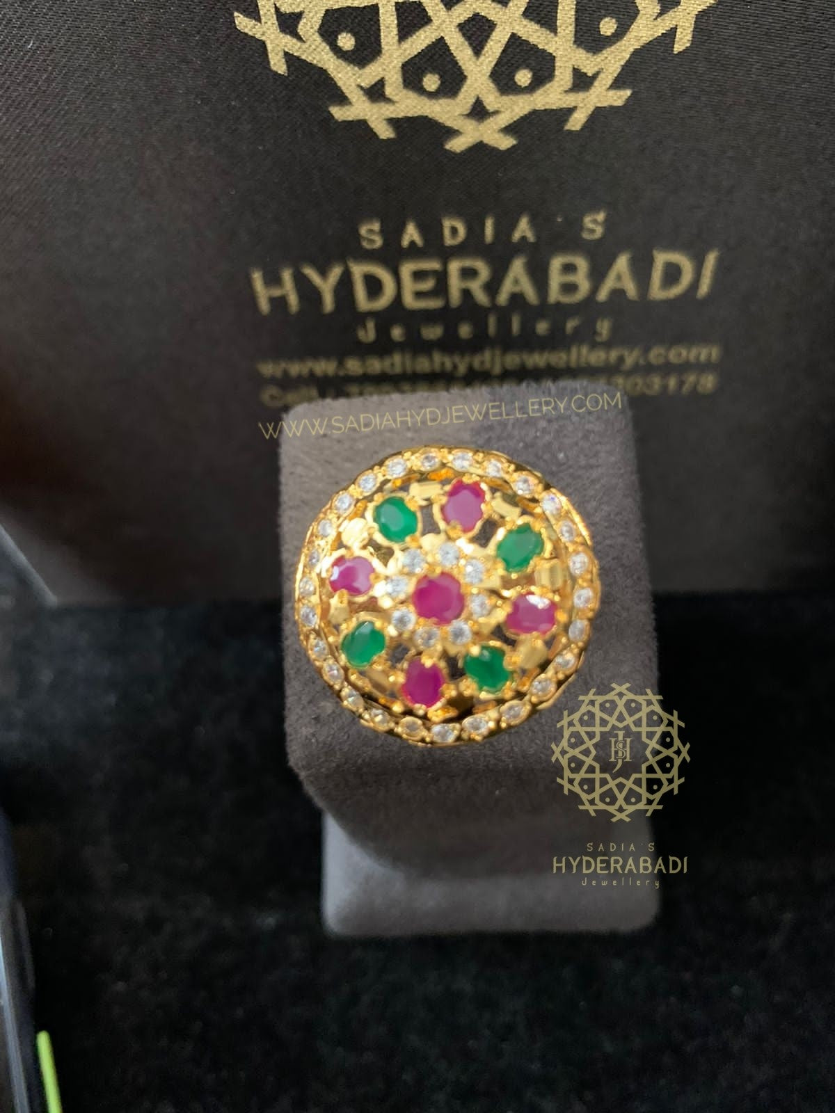 Sehar Green Pink Ring