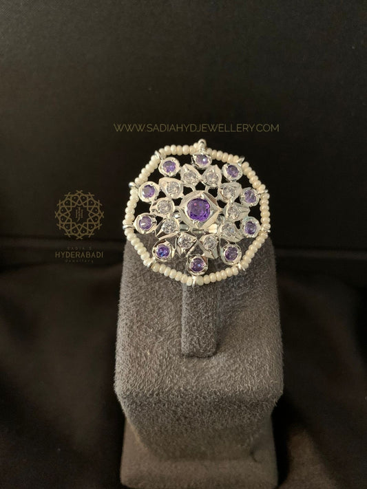 Rida Silver Plated Real Amethyst Ring