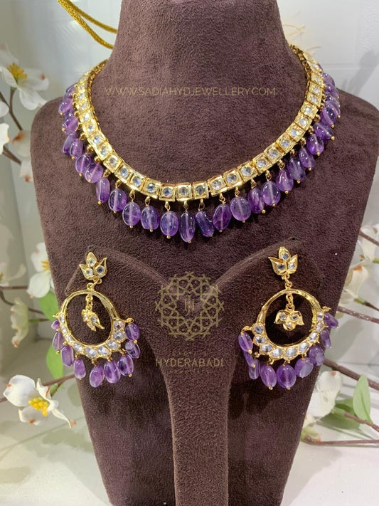 Tara Real Amethyst Barfi Set