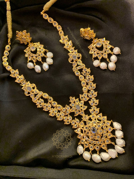 Urooj White Real Pearl Necklace Set