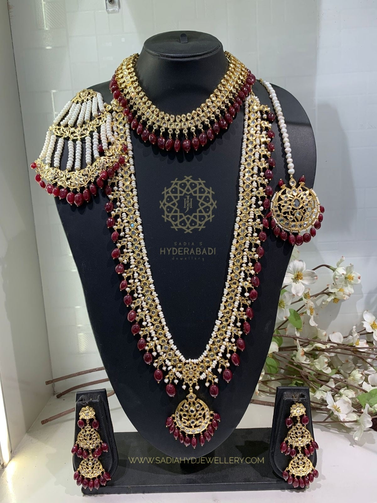 Zainab Real Ruby Real Pearls Bridal Set