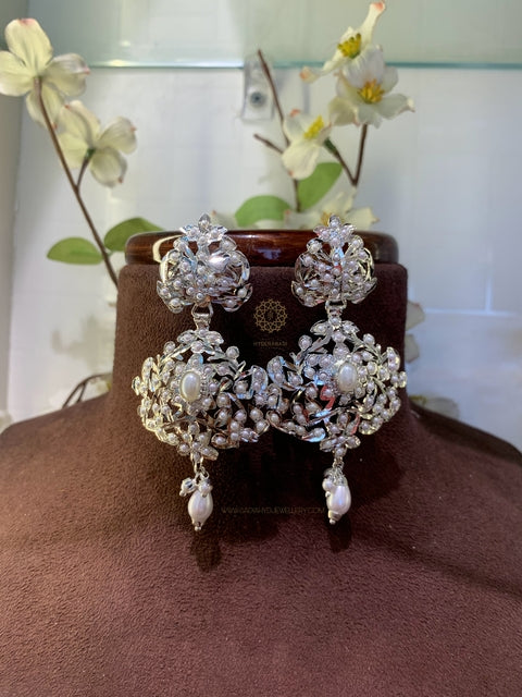 Varsha White Silver Plated Earring