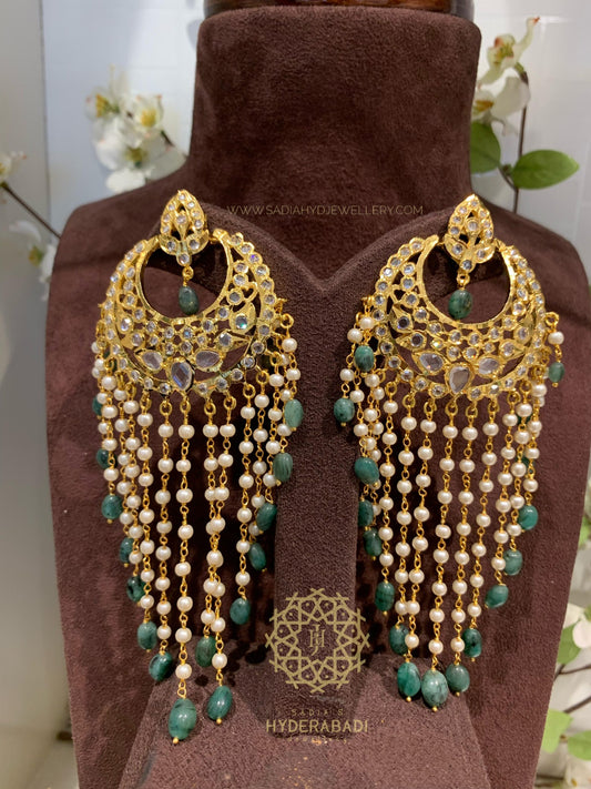 Raashida Kashish Real Emerald Chandbali