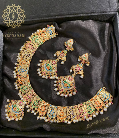 Rasa Multicolored Jadau Delicate Necklace Set
