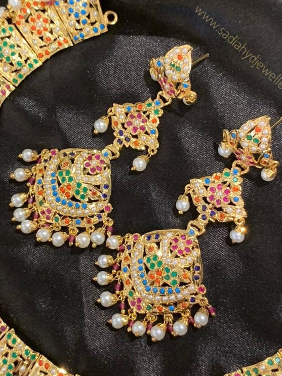 Rasa Multicolored Jadau Delicate Necklace Set