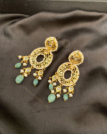 Real Emerald Real pearl Half Moon Set