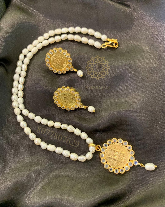 Real Pearl Ashrafi Pendant Set