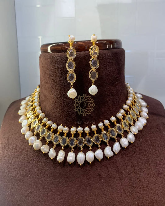 Real Pearl Arifa Necklace Set