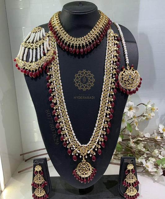 Zainab Real Ruby Real Pearls Bridal Set