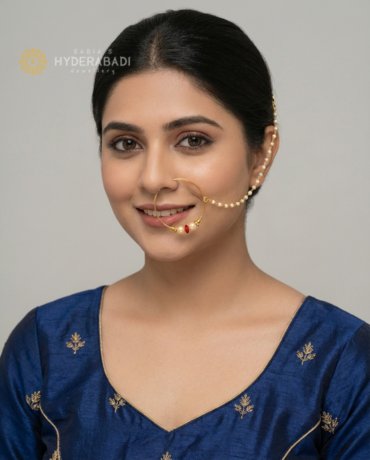 Red Hyderabadi Nikah Nath