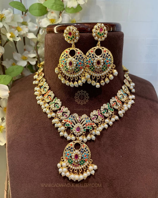Rifa Multi Colour Jadau Necklace Set