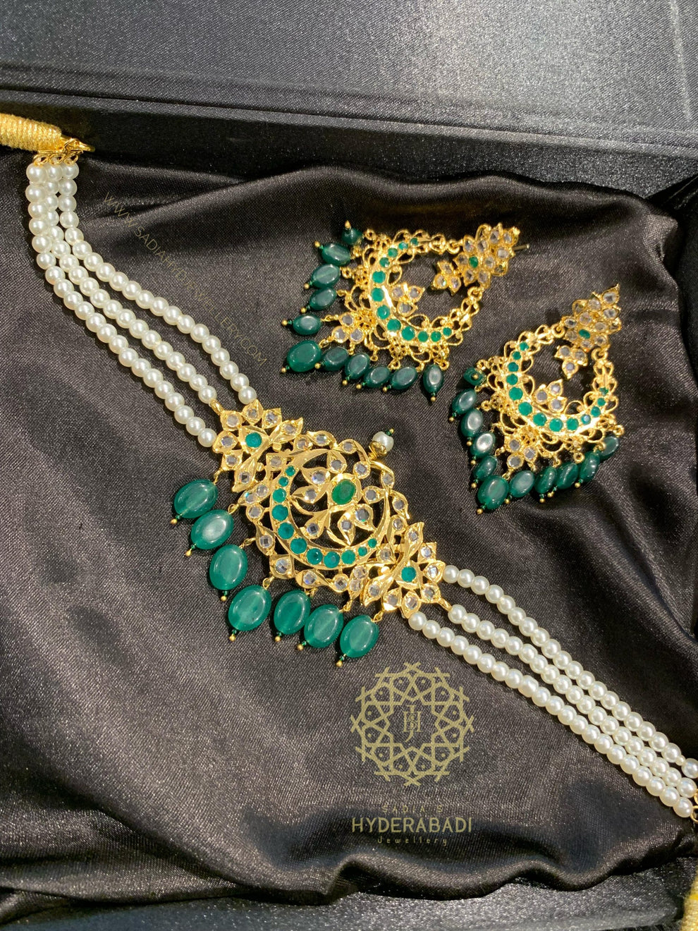 Sp Riffat Riffat Green Choker Set – Sadiahyderabadi