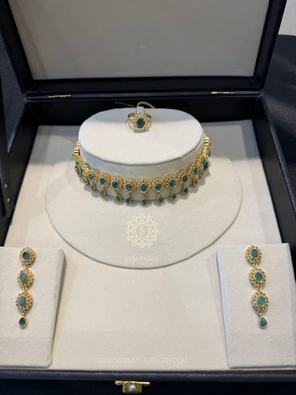 Rushda Real Emerald Choker and Ring