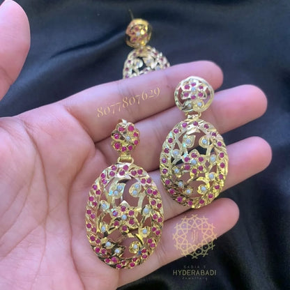 Sabiha Red Jadau Pendant Set